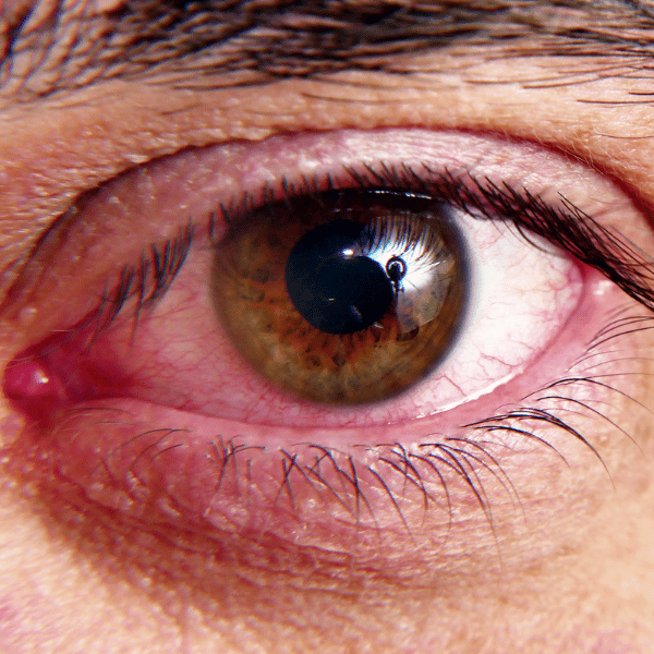 Close up of red eye