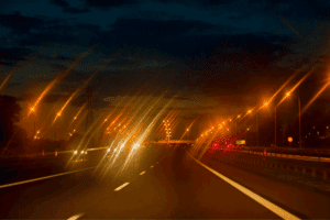 Blurry night vision while driving