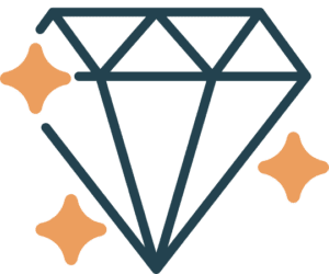 Gem outline with 3 stars