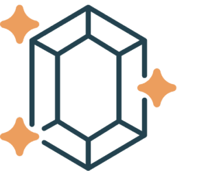 Emerald gem outline with 2 stars