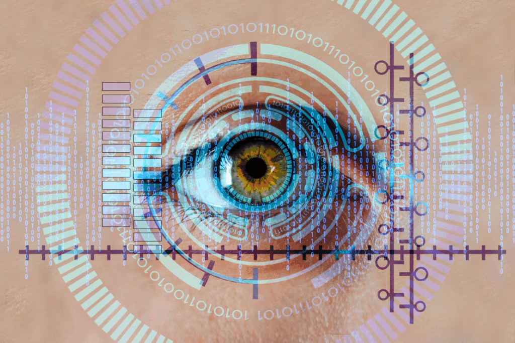 Close-up of an eye with a digital overlay