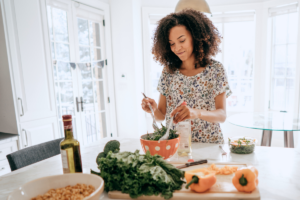 Woman making a healthy salad